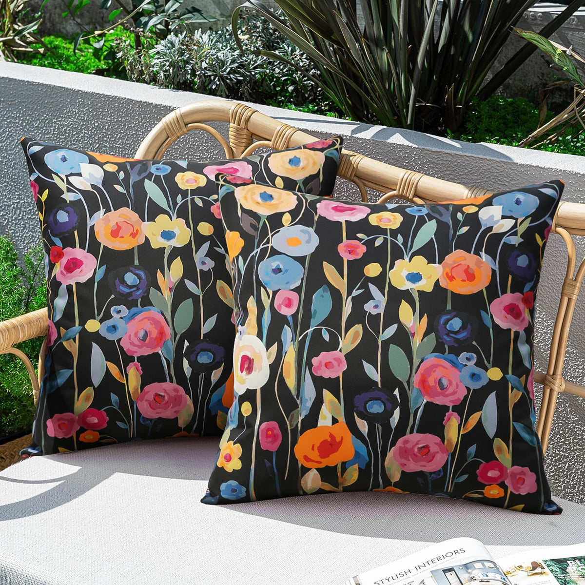 Merrycolor Outdoor Pillow Covers 20X20 Waterproof Throw Pillow Cover Flower Garden Farmhouse Outdoor Pillows Covers For Patio Fu