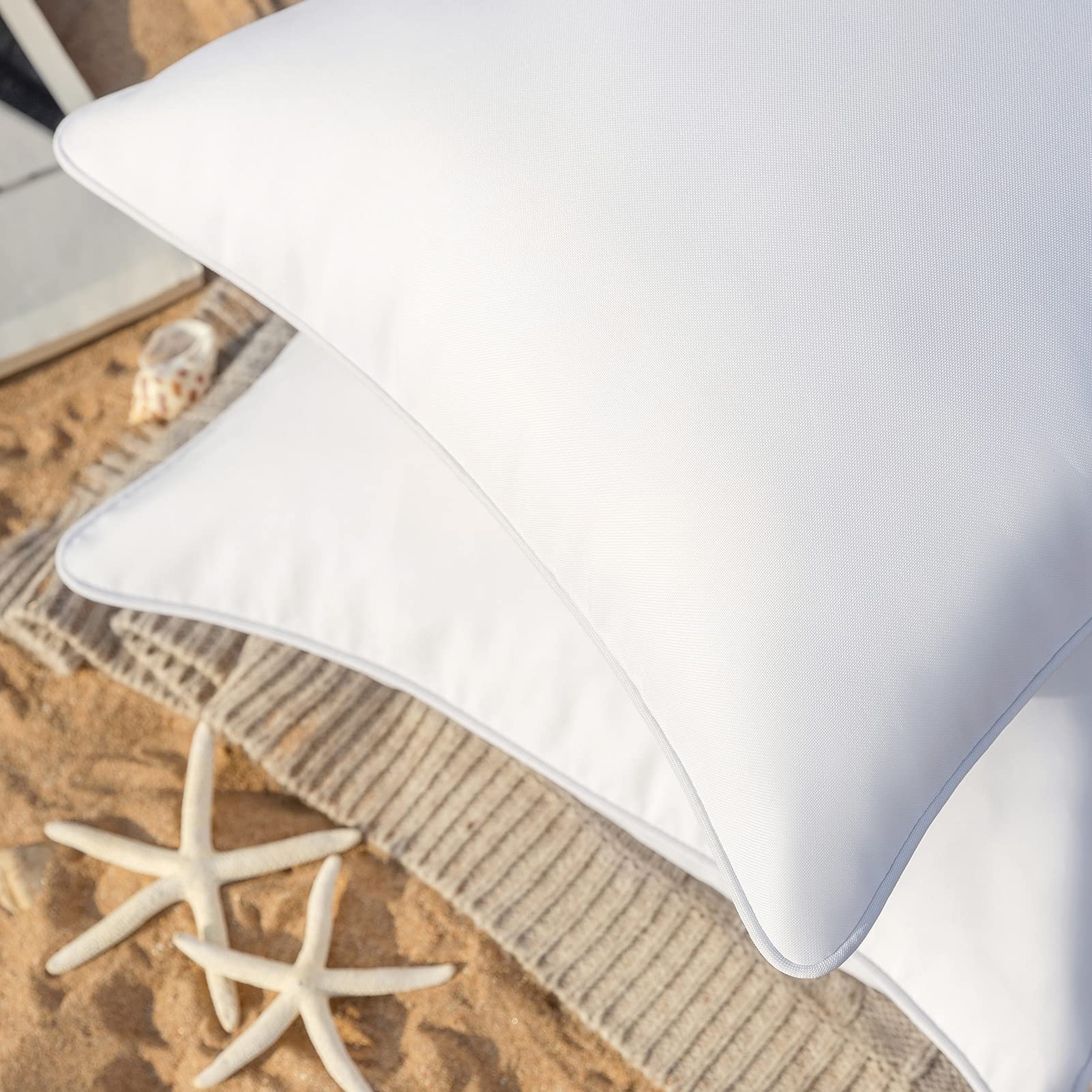 Phantoscope Pack Of 2 Outdoor Waterproof Solid Throw Decorative Pillow Cover Decorative Square Outdoor Pillows Cushion Case Patio Pillows For Couch Tent Sunbrella (20''X20'', White)