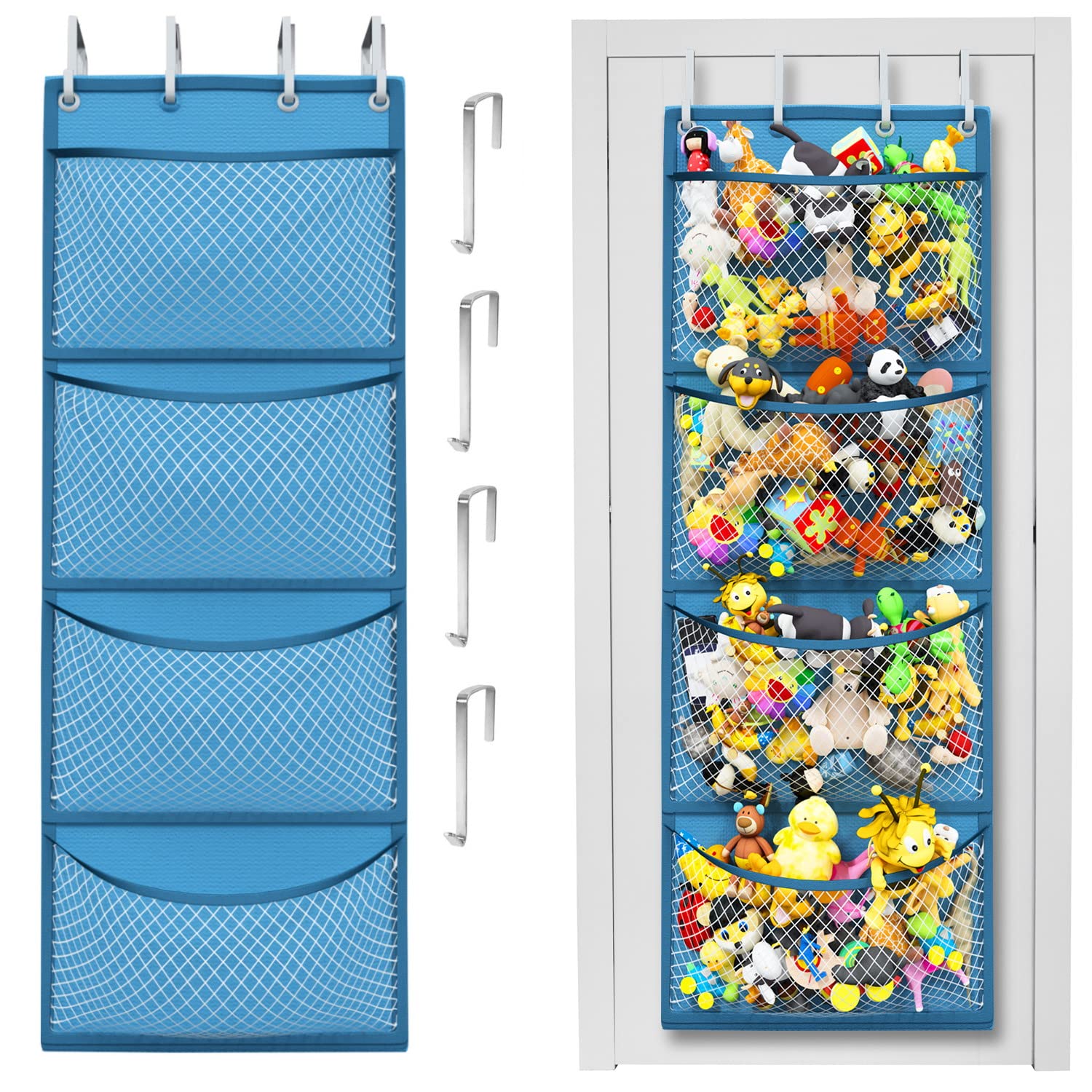 Honeyera Storage for Stuffed Animal - Over Door Organizer for Stuffies, Baby Accessories, and Toy Plush Storage/Easy Installatio