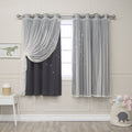 Best Home Fashion Umixm Tulle & Star Cut Out Blackout Curtains - Dk.Grey - 52' W X 63' L - (2 Curtains And 2 Sheer Curtains)