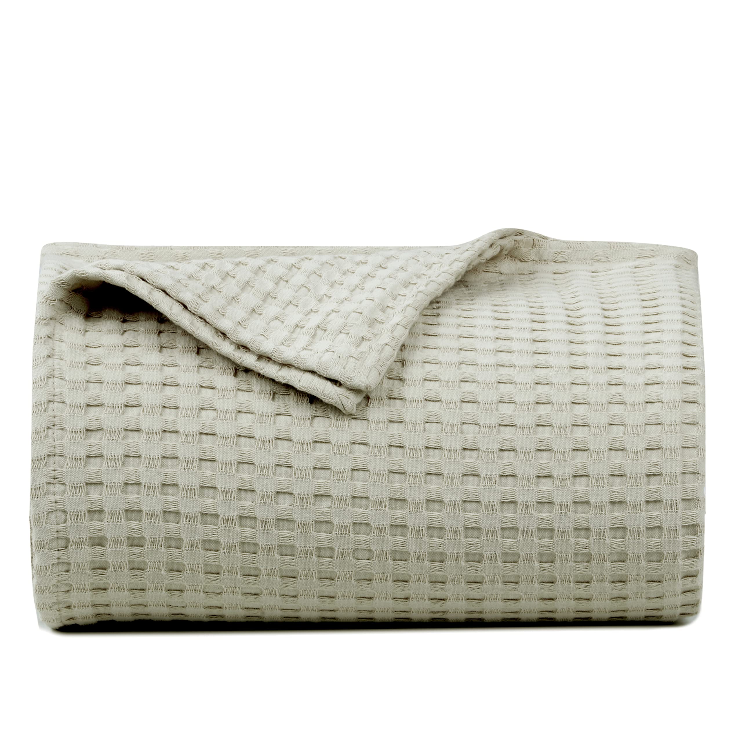 Tex Trend 100% Cotton Blanket Queen Size For Bed - Waffle Weave Fall Blanket, Lightweight And Breathable Soft Woven Blanket For