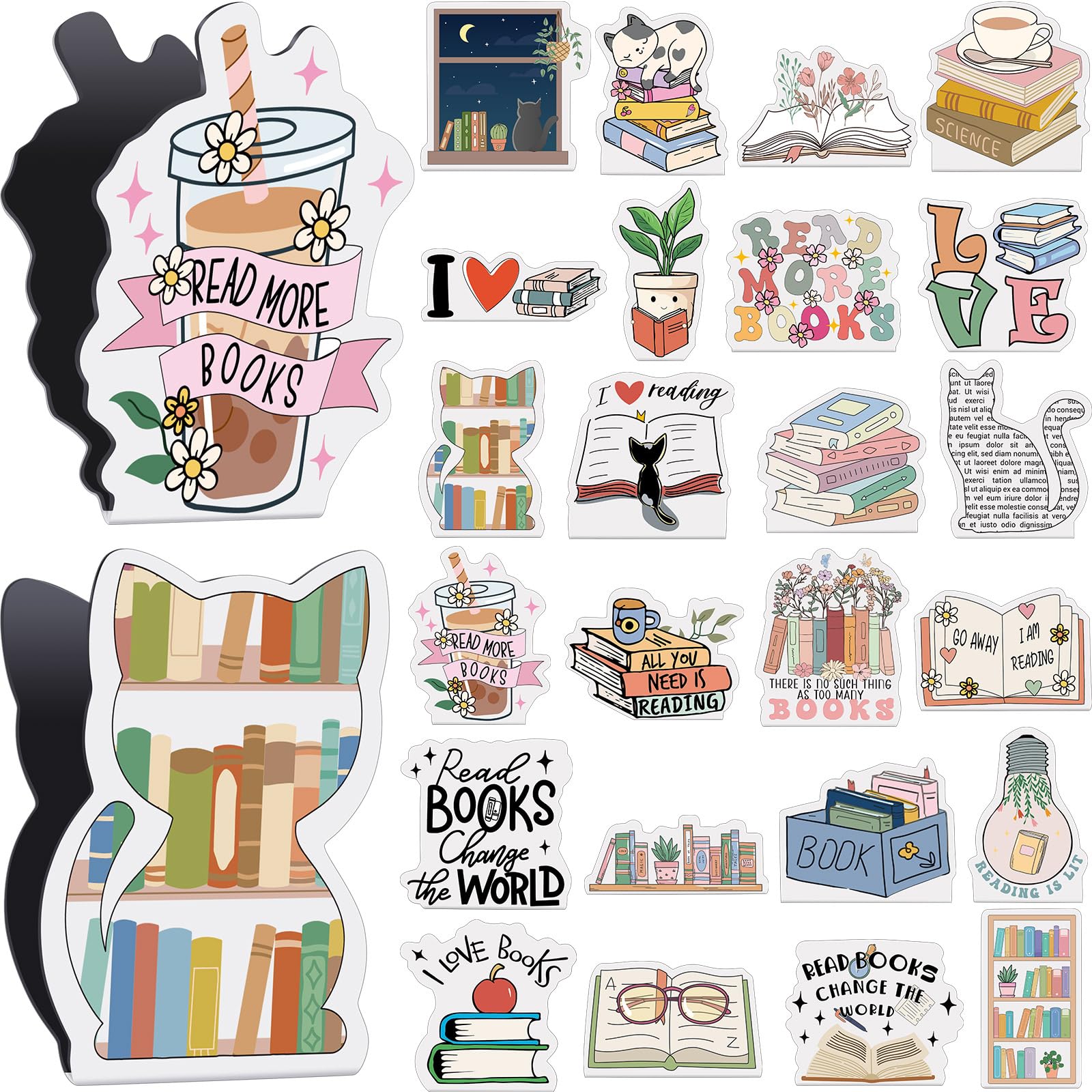 Nezyo 24 Pieces Magnetic Bookmarks Cute Magnet Page Markers Foldable Page Clip For Students Reading Stationery Supplies Office P