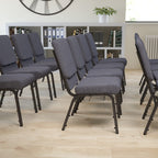 Flash Furniture Hercules Series 18.5''W Church Chair In Dark Gray Fabric With Book Rack - Silver Vein Frame
