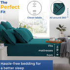 600 Thread Count Egyptian Quality 100% Cotton Sheets Set, Twin Size Bedding Set In Teal