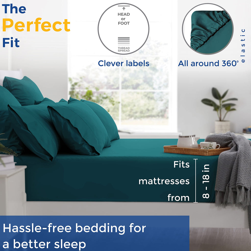 600 Thread Count Cotton - Twin Xl Size Sheet Set - 100% Cotton Sheets - Silky & Soft Like Egyptian Cotton - Deep Pocket Sateen 3Pc Bed Sheets - Hotel Quality Cotton Sheet For Twin Xl Bed (Teal)