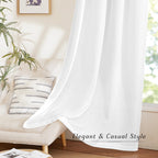 Nicetown White Linen Curtains 96 Inches Long, Grommet Thick Linen Flax Drapes Privacy Added With Light Filtering Room Divider Drapes For Bedroom/Sliding Door, W68 X L96, 2 Panels