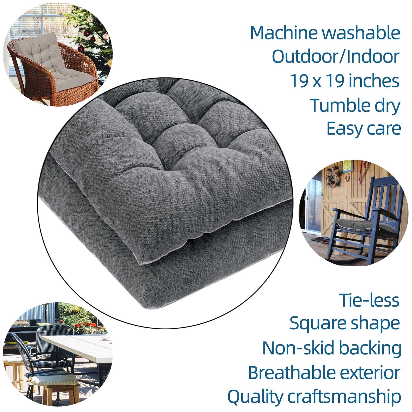 Fabricastle Outdoor Chair Cushions Patio Cushion Premium Comfortable Thick Fill Tufted 19' X 19' Floor Wicker Seat Pads, 2 Cou