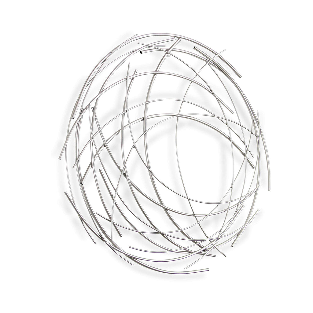 HomeRoots 26' Silver Metal Abstract Round Hanging Wall Art Decor