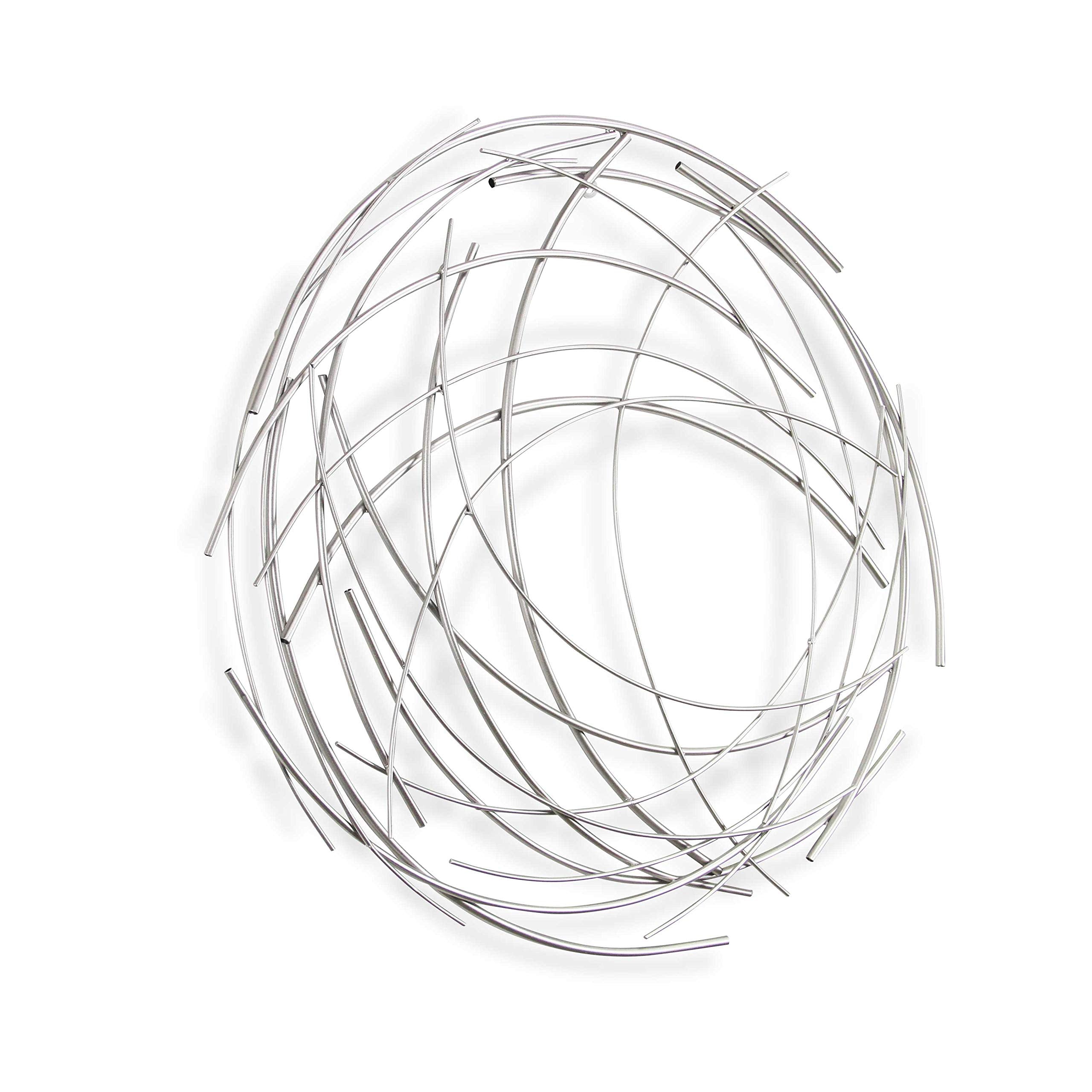 HomeRoots 26' Silver Metal Abstract Round Hanging Wall Art Decor