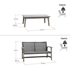 Dukap Monterosso 2 Piece Patio Sofa Seating Set And Table, Outdoor Conversation Seats With Weather And Water Resistance, Spacious Porch Furniture For Ultimate Comfort, Light Grey