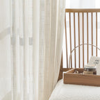Fmfunctex Linen Semi Sheer Natural Curtains For Bedroom Living Room, Beige Curtain Panels 90 Inches Long Sheer Linen Textured Wi