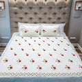 Arsha Chikankari 100% Cotton Queen Size Bedsheet For Double Bed, 1 Bed Sheet (90 X 100 Inches) 2 Pillow Covers  Breathable, Sof