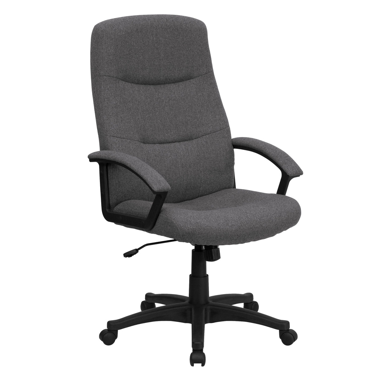 Flash Furniture Rochelle High Back Gray Fabric Executive Swivel Office Chair with Two Line Horizontal Stitch Back and Arms