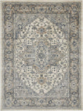 HomeRoots 521918 7 x 10 ft. Gray & Ivory Floral Power Loom Rectangle Area Rug