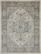 HomeRoots 521918 7 x 10 ft. Gray & Ivory Floral Power Loom Rectangle Area Rug