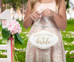 Lillian Rose Comes The Bride Flower Girl Ring Bearer Sign, 11'X7', White