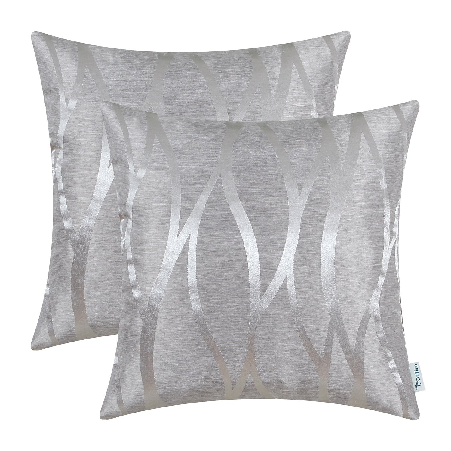 Calitime Pack Of 2 Throw Pillow Covers Cases For Couch Sofa Home Decor Modern Shining & Dull Contrast Abstract Water Waves Lines