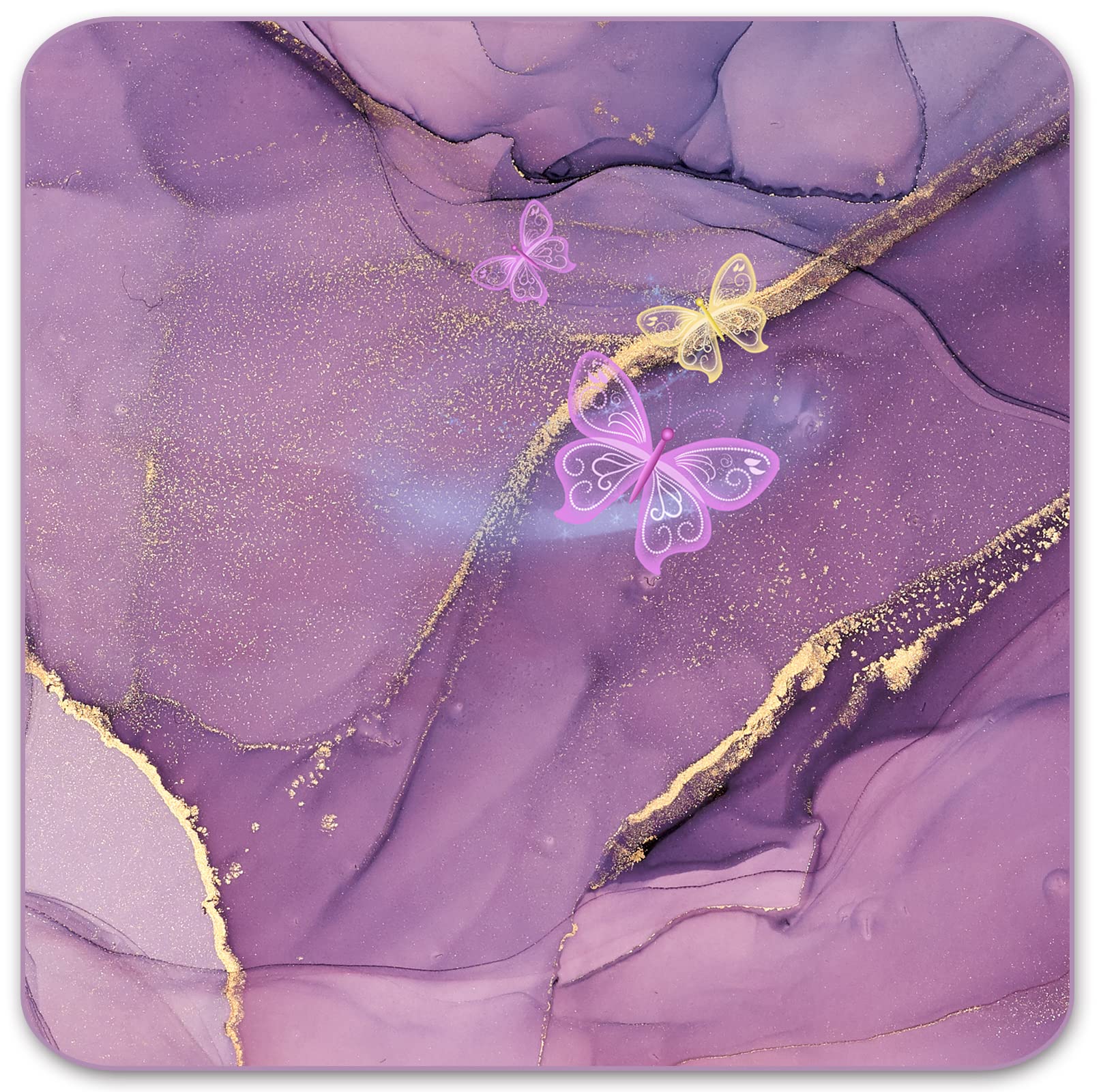 Premium Square Waterproof Mouse Pad - Non-Slip Rubber Base, 9X9 Inches (Purple Marble)