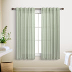 Koufall Sage Green Back Tab Rod Pocket Linen Sheer Curtains 38 By 54 For Bedroom