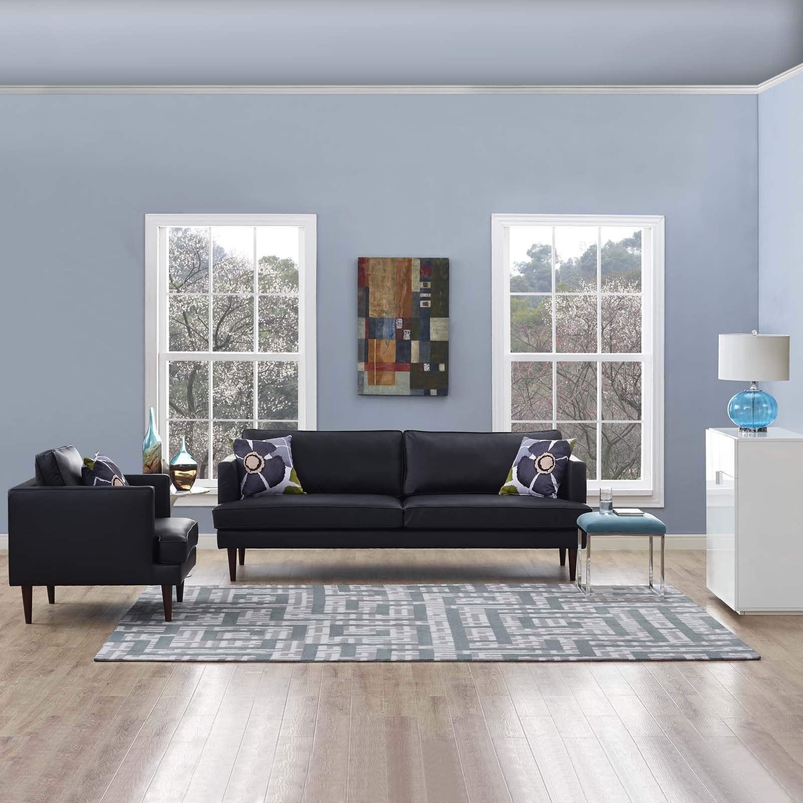 Modway Nahia Geometric Maze 8X10 Area Rug In Ivory, Light Gray And Sky Blue
