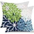 Dfxsz Outdoor Throw Pillow Covers 20X20 Inch Set Of 2 Waterproof Spring Summer Geometric Elegant Blue Green Outdoor Pillow Cover