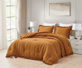 Chezmoi Collection Nora Spice Orange Comforter Set Twin Size 2-Piece Lightweight Soft Fluffy Ruffled Edge Trim Stone-Washed Micr