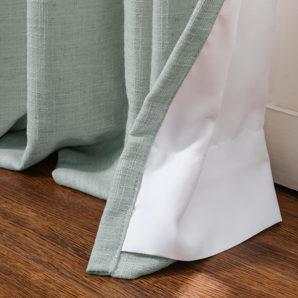 Twopages Linen Pinch Pleated Drape For Apartment, Aqua Room Darkening Light Filtering Double Layer Lined Curtain Window Treatmen