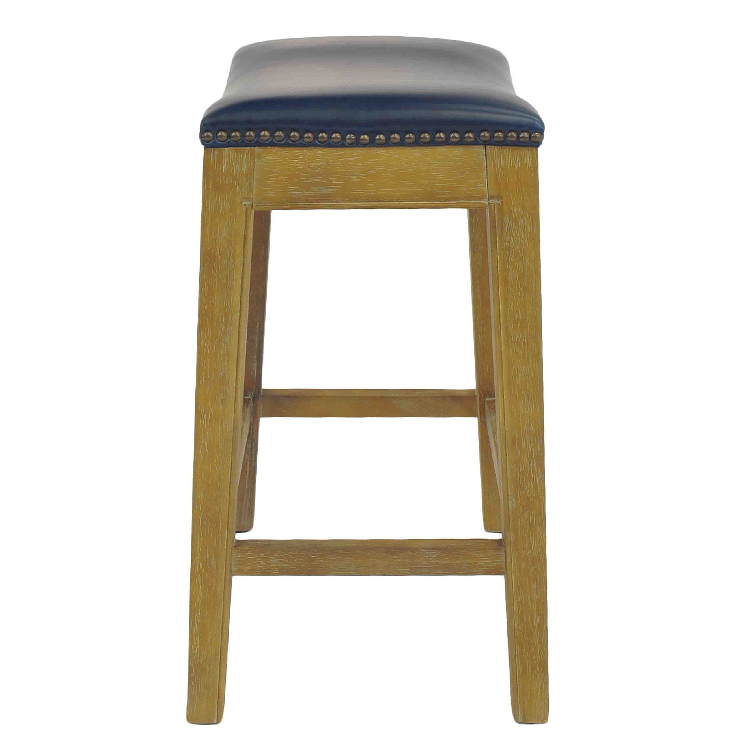 New Pacific Direct Elmo Bonded Leather Counter Stool, Vintage Blue