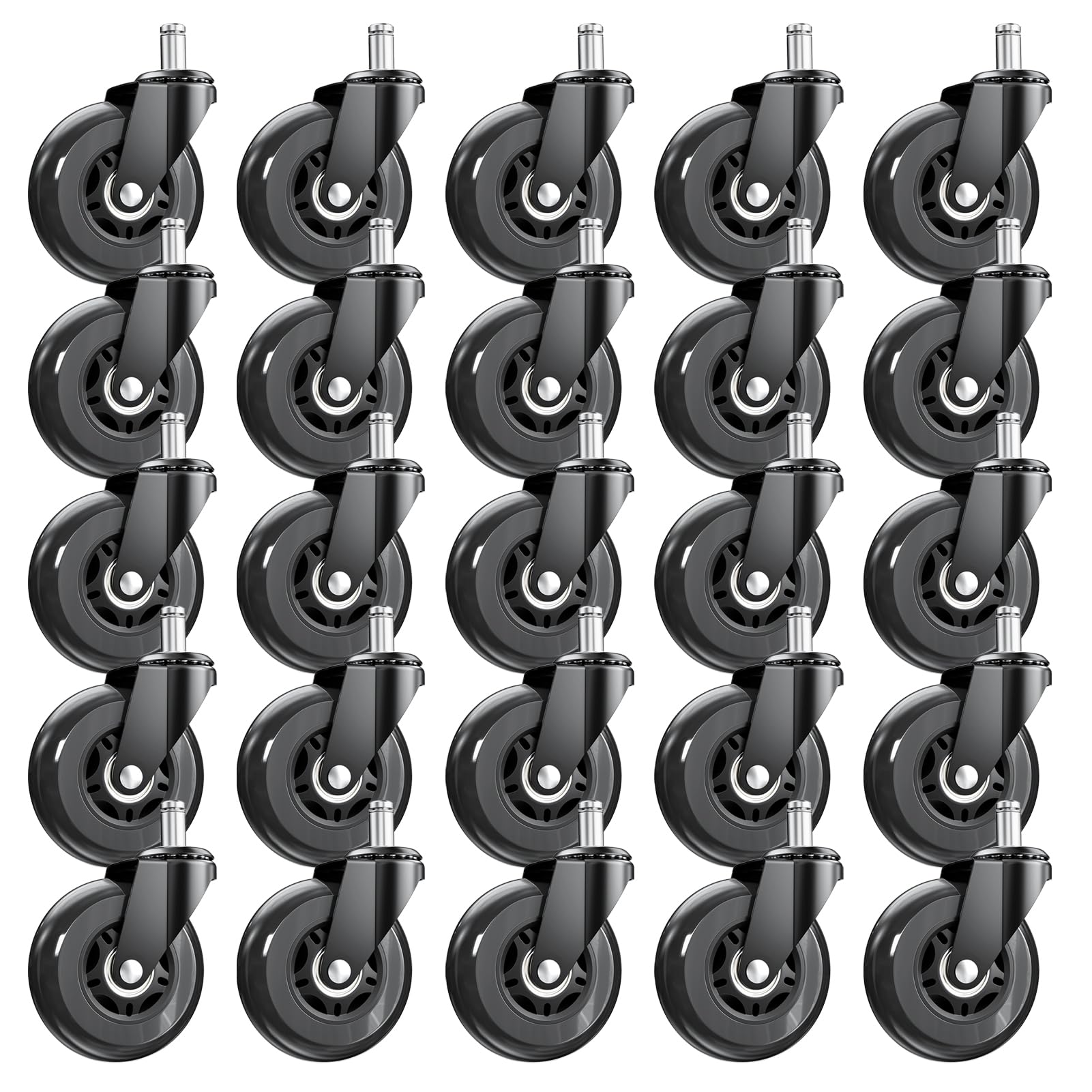 ASHGOOB 3 Inch Office Chair Wheels Set of 25, Heavy Duty Replacement Casters, Smooth Quiet Roll for Hardwood Floor Carpet, Unive