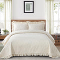 Djy California King Quilt Bedding Set, Beige Lightweight Soft Bedspread Coverlet, Basket Weave Quilted Blanket Thin Quilt Bed Co