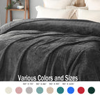 Exclusivo Mezcla Grey Fleece Twin Size Blanket For Bed, Super Soft Cozy Blankets With Decorative Wave Textured, Lightweight Plus