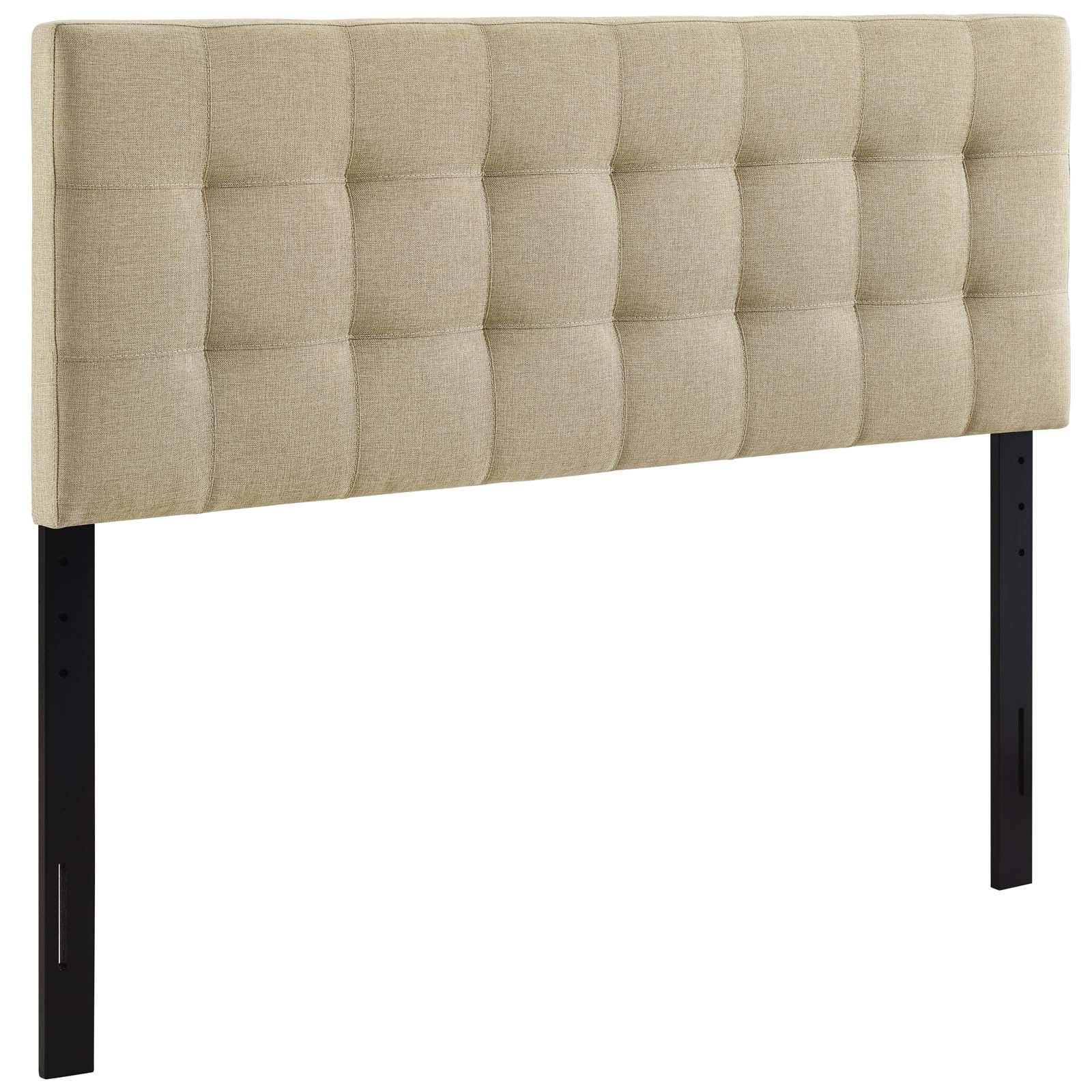 Modway Lily Tufted Linen Fabric Upholstered Full Headboard in Beige
