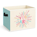 HPCHENG You Are Storage Bin, Blue Stripe Foldable Fabric Basket