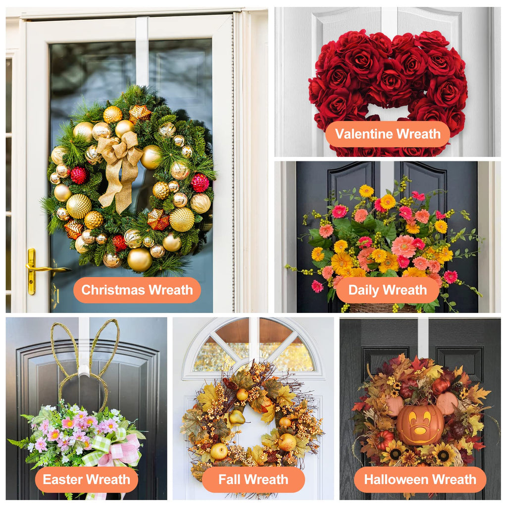 12' Clear Wreath-Hanger Non Scratch Over The Door Hooks,1 Pack Wreath-Door-Hanger Easter Halloween Christmas Decoration,Welcome