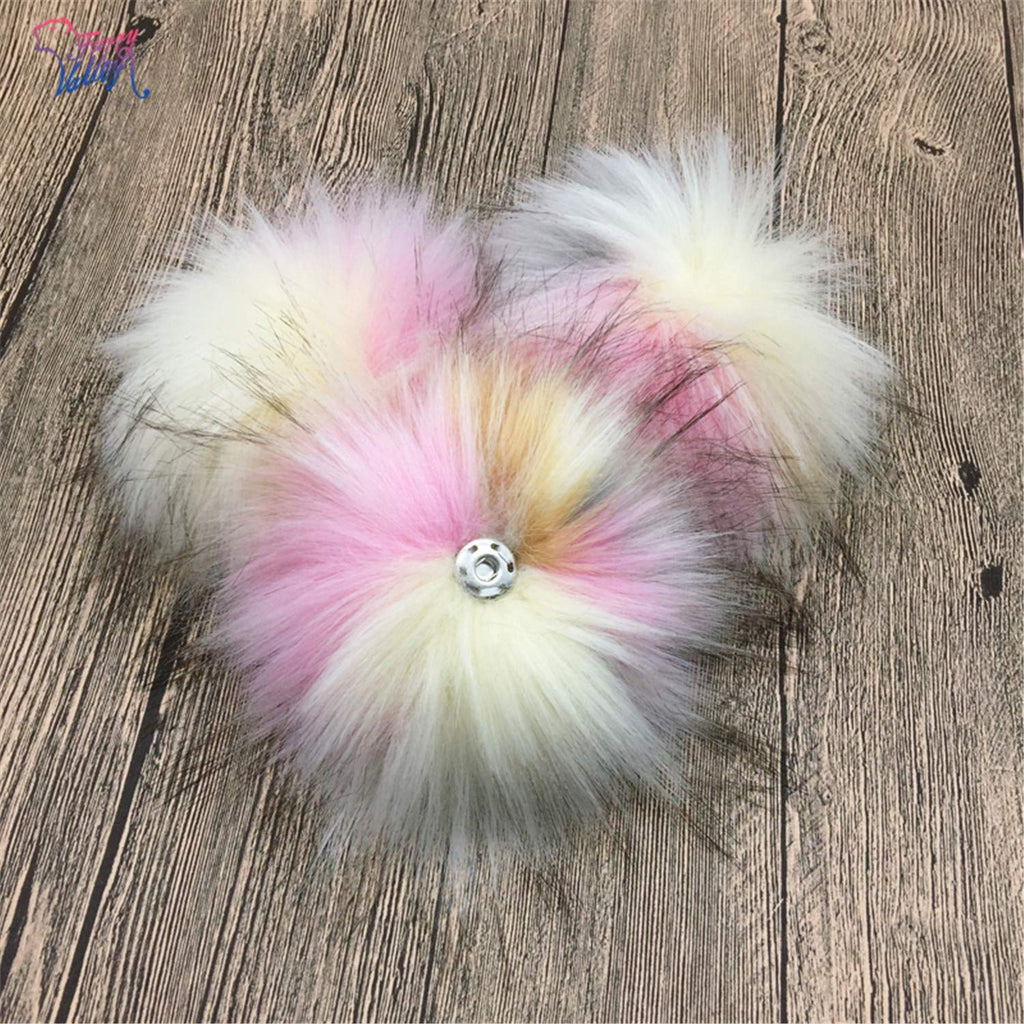 Furryvalley Faux Fur Pompom 6Pcs Diy Crafts Fluffy Balls For Hat Shoes Scarves With Snap Fastener Removable Knitting Hat Accesso
