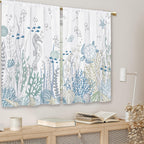 Laifzere Nautical Coastal Kitchen Curtains Ocean Starfish Seashell Small Short Cafe Window Curtains Beach Sea Seashell Rod Pocke