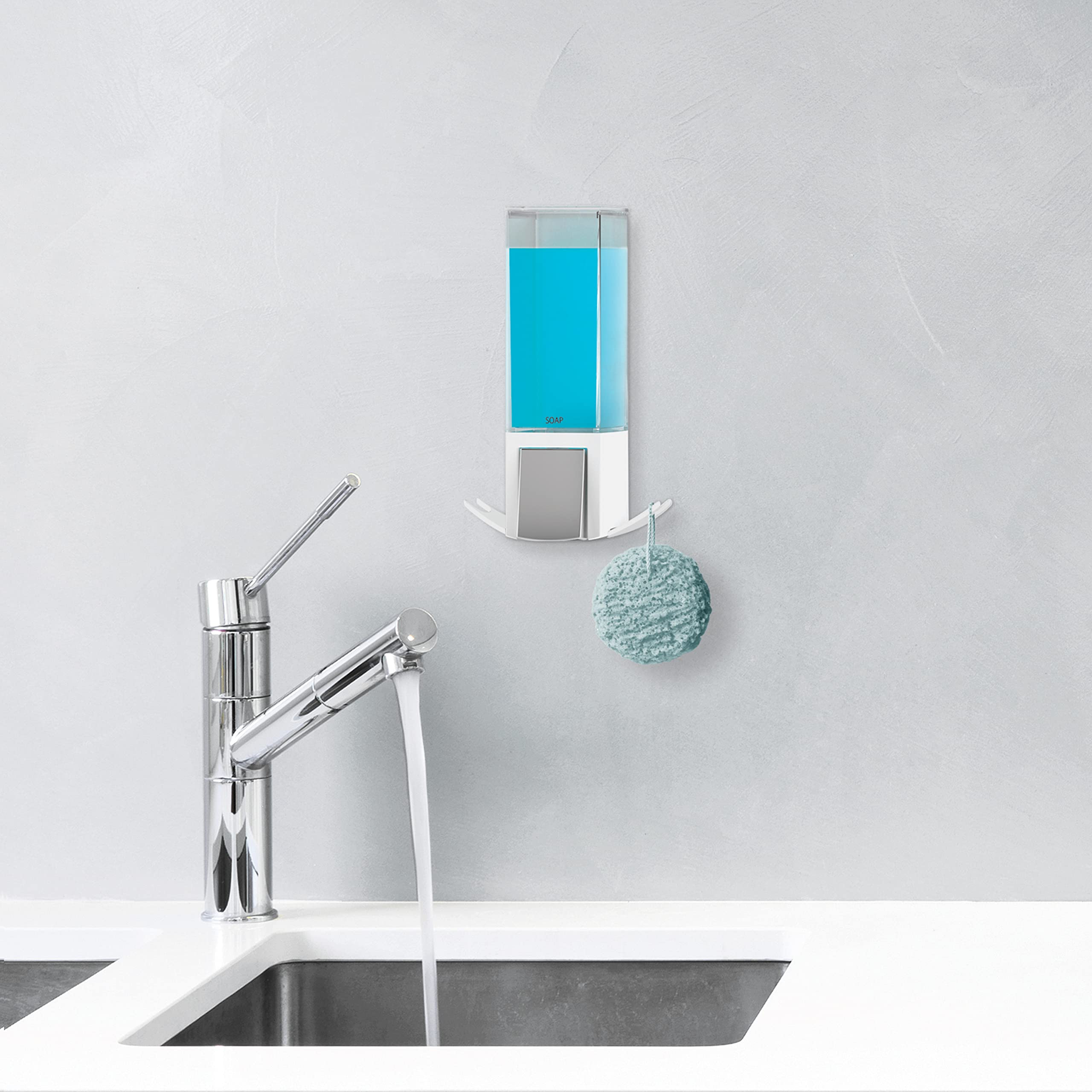Better Living Products Clever Soap Dispenser, Liquid Soap Dispenser, 1 X 17 Fl. Oz. White, 4.88'' X 3.5'' X 8.25''