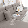 Smiry Waterproof Couch Cushion Covers, Stretch Jacquard Thick Sofa Cushion Covers, Washable Seat Cover Slipcover Elastic Furniture Protector For Pets, Kid (2Pc, Taupe)