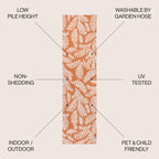 Jonathan Y Smb119E-28 Nevis Palm Frond Indoor Outdoor Area Rug, Coastal Casual Country & Floral Easy Cleaning,Bedroom,Kitchen,Backyard,Patio,Non Shedding, Orange/Cream, 2 X 8