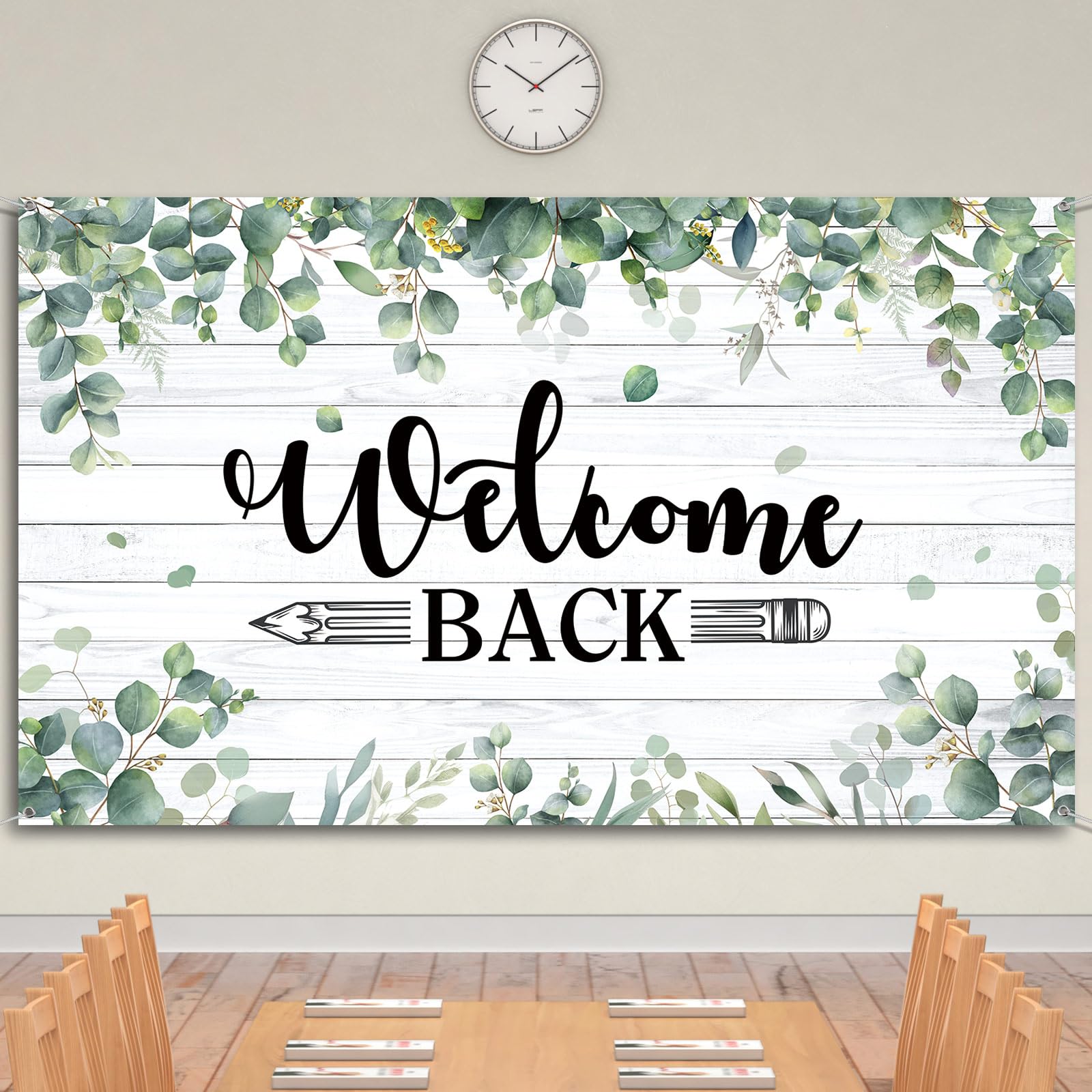 Wovweave Eucalyptus Welcome To School Banner First Day Of School Backdrop Banner Large Fabric Welcome Banner Poster Bulletin Boa