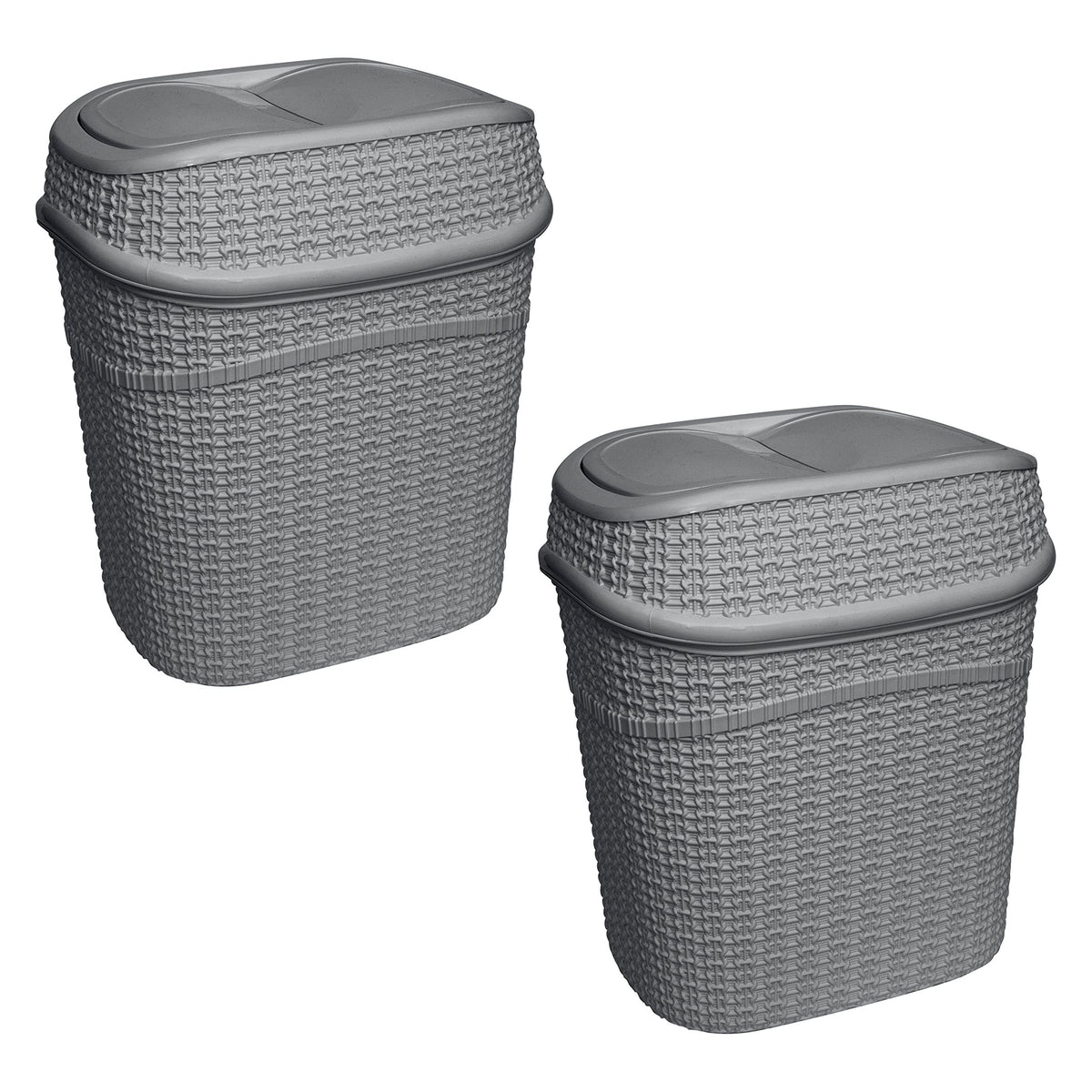 Bath Bliss 2 Pack Sailor Knot Swing Top Waste Bin | Dimensions: 11.22 x 8.27 x 12.6 | 9.5 Liter | Swing Top | Home Dcor | C