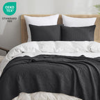 Phf Ultra Soft Waffle Weave Pillowcases Standard Size 20' X 26' 2 Pack, No Insert, Breathable Skin-Friendly Pillow Shams, Decorative Waffle Weave Pillow Case Covers, Black