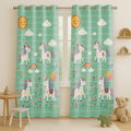 STITCHNEST Velvet Kids Curtains Pack of 1 | Unicorn, Rainbow & Balloon Print | Semi Blackout Curtains for Girls Room, Nursery &