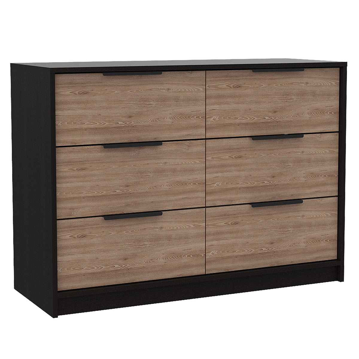 Egeo 4 Dresser with 4 Drawers and 2 Cabinets, Black / Pine