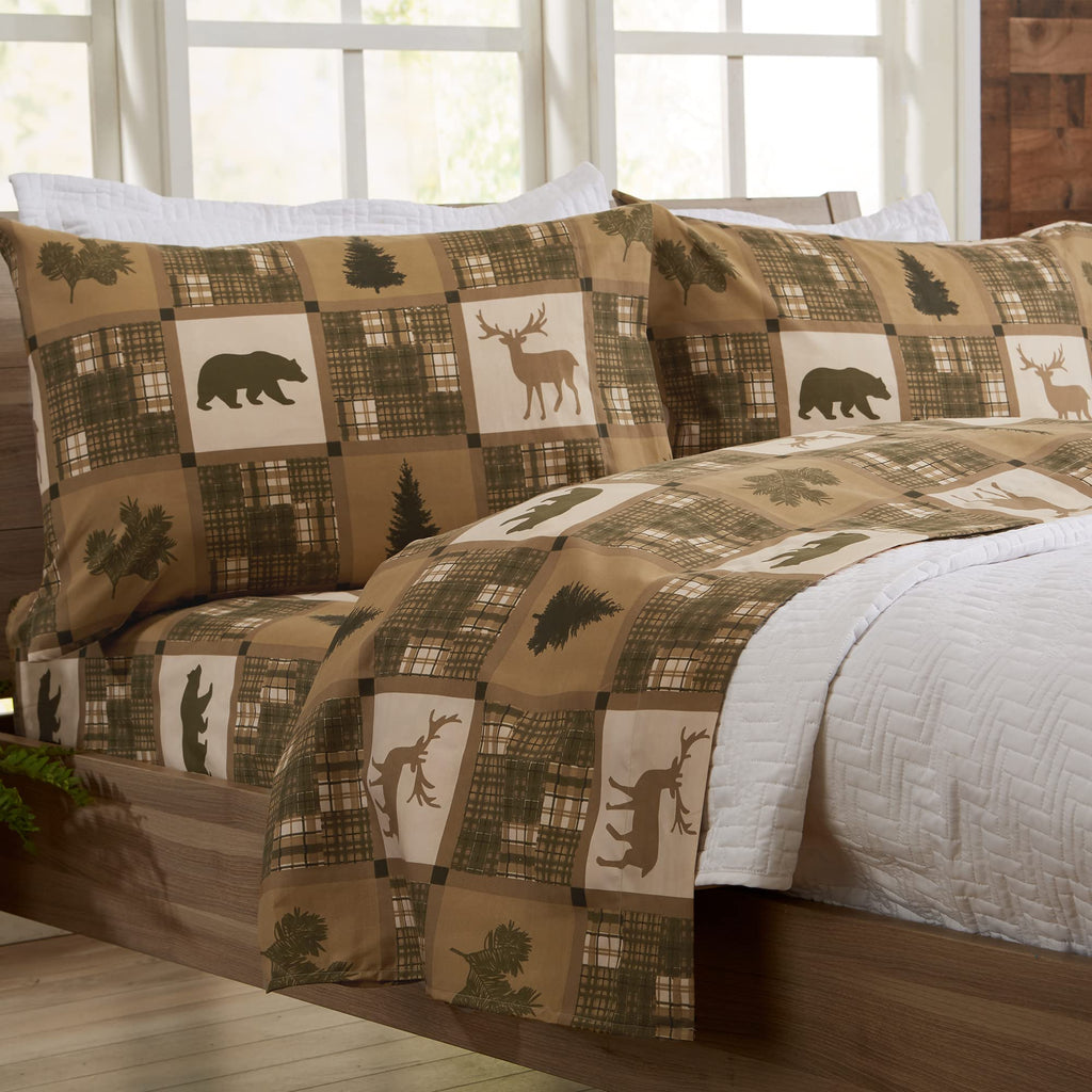 Great Bay Home 3-Piece Twin Microfiber Sheet Set | Lodge-Printed, Ultra-Soft Sheets | Wrinkle & Fade-Resistant Patterns Drawn From Nature | All-Season Bedding Sheets & Pillowcases. (Twin, Stonehurst)