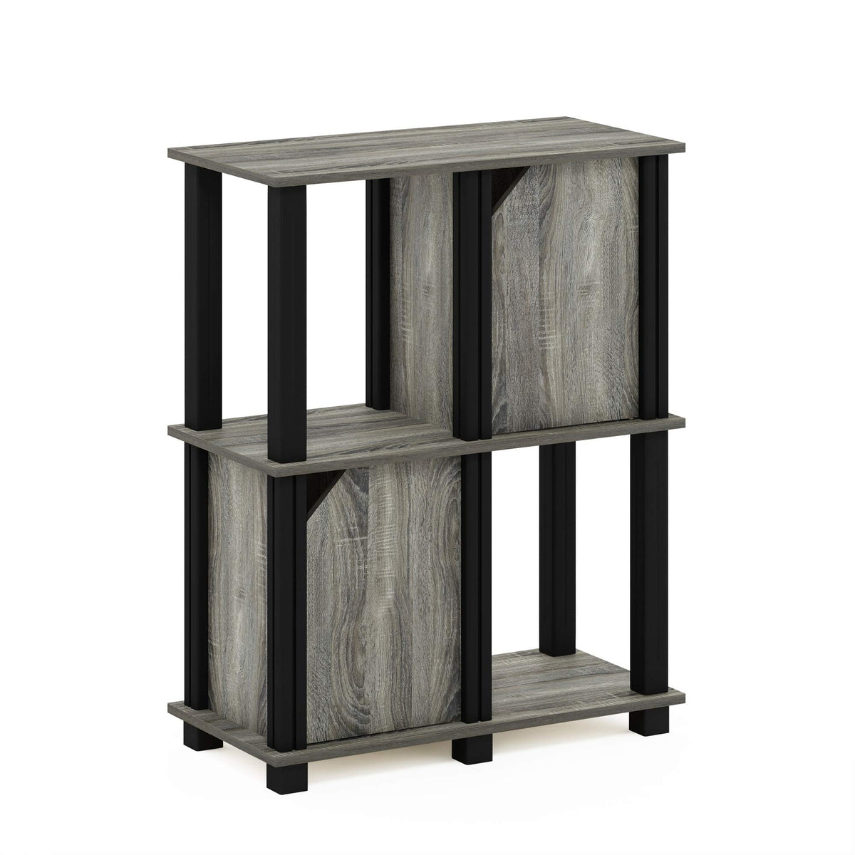 Furinno Brahms Storage Shelf, 3-Tier, French Oak Grey/Black,19209Gywbk