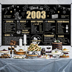 Eiurteao 21St Birthday Decorations Back In 2003 Banner Backdrop For Men Women, Black Gold Happy 21St Birthday Sign Poster Party