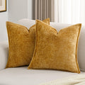 Futei Tobacco Chenille Throw Pillow Covers 24X24 Inch Set Of 2,Soft Velvet Euro Pillow Shams,Home Decor For Couch Bed Living Roo