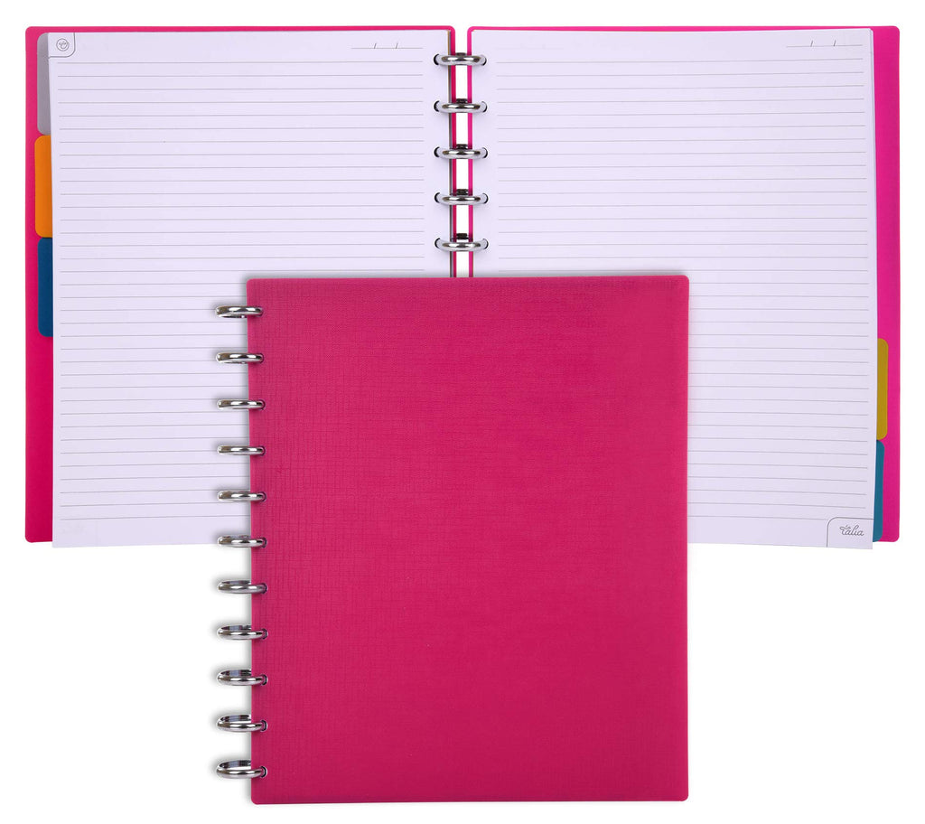 Talia Discbound Notebooks, Planner, Customizable, (Y90'S Pink W/Silver Discs, Letter (8.5In X 11In))