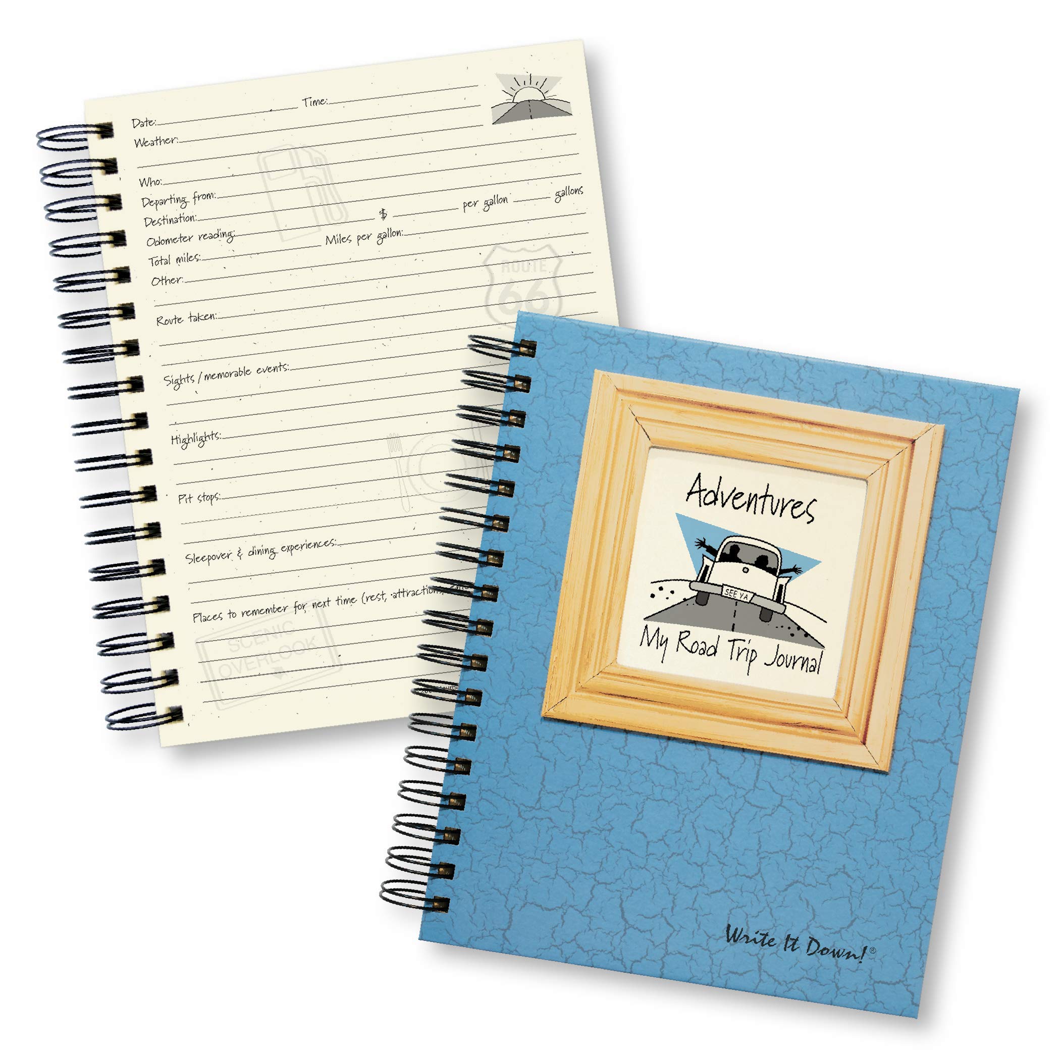 Write It Down Series By Journals Unlimited, Guided Journal, Adventures, My Road Trip Journal, Full-Size 7.5'X 9', Blue Hard Co
